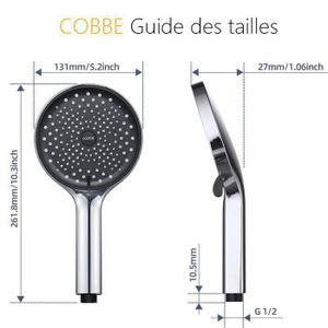 Pommeau De Douche Haute Pression 10,2 Cm En Acier Inoxydable - Rotation 360° G1/2
