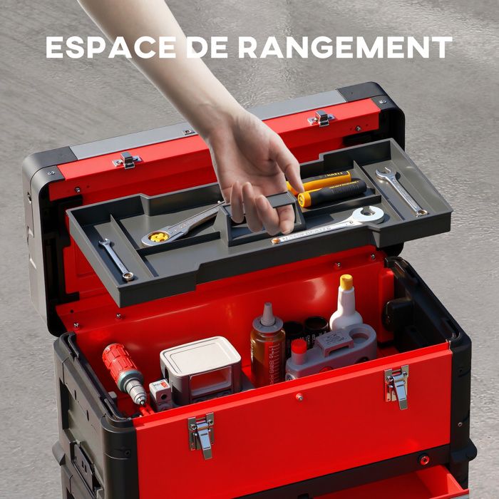 Arebos Boîte à Outils Avec 3 Tiroirs Et 2 Compartiments De