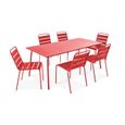 Ensemble table de jardin et 6 chaises - Acier - Palavas - Rouge-0