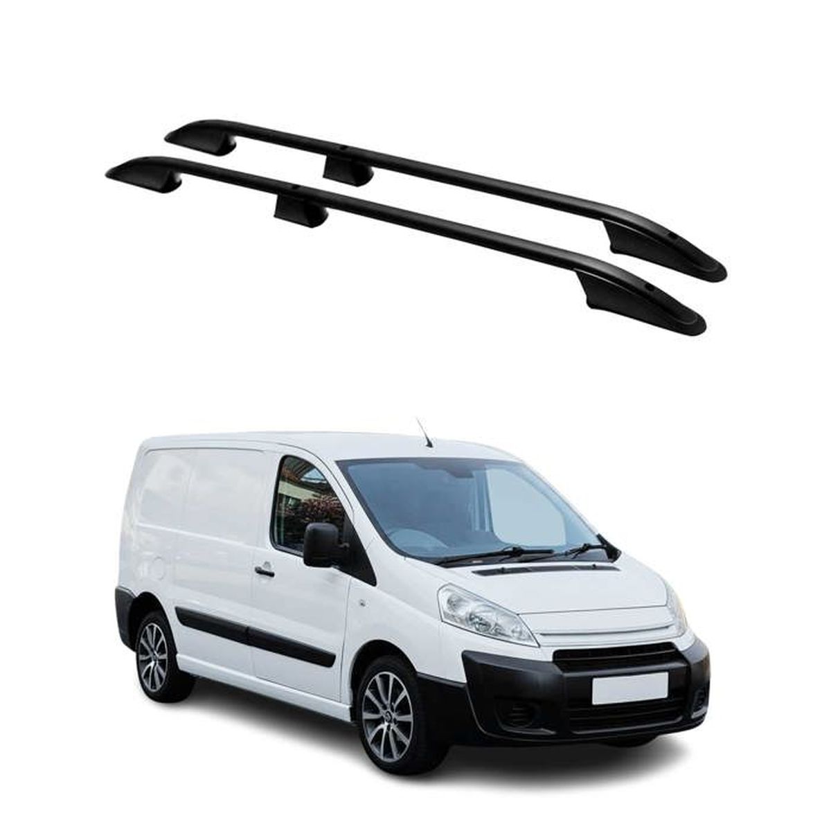 Barres De Toit Transversales Aluminium Pour Citroën Jumpy 2006-2016 – Rails Surélevés, Charge 75 Kg, Look Sportif & Facile à Installer