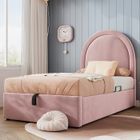 Lit 90x200 cm Lit coffre d'enfant rembourré Lit simple - SWEIKO - Velours Rose