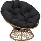 HOME DECO FACTORY Fauteuil pivotant - Tissu noir - L 86 x P 50 x H 92cm - CANCUN