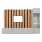 MEUBLORAMA Ensemble meubles de salon suspendus – Collection TASHYA – Fond mural décoratif – Chêne, Gris perle et Noir