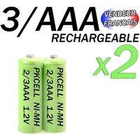 2 PILE ACCU BATTERIE 2-3AAA RECHARGEABLE 400mAh 1.2V NIMH NI-MH PKCELL #5