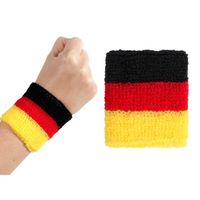 Lot de 2 Poignet de tennis bracelet éponge (Alsino 00/0766) Allemagne Deutschland Noir Rouge Jaune accessoire femme homme fille