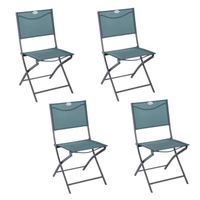 Hespéride - Lot de 4 chaises de jardin pliable Modula - Bleu Canard et Gris Graphite