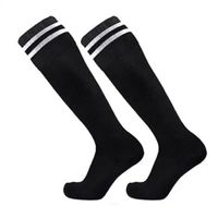 AY™ 3 paires de chaussettes de football montantes enfant en coton - noir + blanc + bleu
