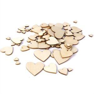 100 pcs en bois Love Coeur Table De Mariage Scatter Decor À faire soi-même Craft Tranches 1/" X 1.1/"
