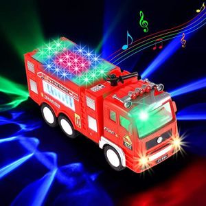 jerryvon Camion Pompier Jouet Enfant Garçon avec Sonore & Lumineux Voiture  Electrique Et Arroseur, Jeux Educatif pour Cadeau Noel Garcon 2 3 4 5 6 Ans