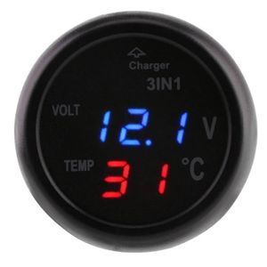 Voltmètre numérique voiture Thermomètre multifonction Chargeur de voiture  USB 3 en1 - Chine Tension tension voiture Compteur compteur, voiture  voltmètre