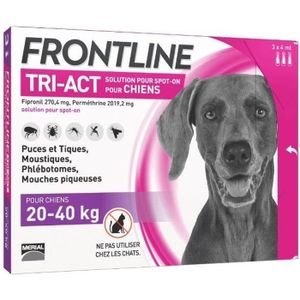 ANTIPARASITAIRE FRONTLINE 3 pipettes Tri-Act - Pour chien de 20 à 