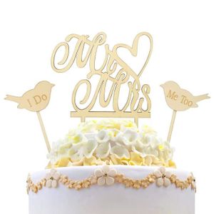 Mr Mrs Arbre Cake Topper Gateaux En Bois Decoration Pour Mariage Soiree Fete Anniversaire Creative Idea Figurine De Gateau Vaisselle Et Plats De Service Presentoirs A Gateau