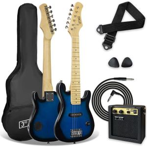 Ans ANNA SHOP Guitare Enfant Noir + Blanc 67cm 6 Cordes Guitare Electrique Métallique Instrument de Musique pour Les Plus de 3 