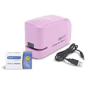Agrafeuse Automatique Rapesco 626EL - USB Ou Piles - 1000 Agrafes Incluses - Capacité 15 Feuilles - Blanc