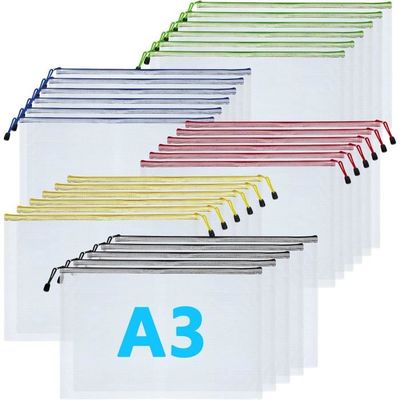 Lot 14 Pochette Plastique A4 Extensible 7 Couleurs - Porte-Documents Avec Fermeture Pression
