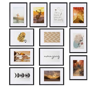 QWORK Lot De 3 Cadres Photo 30x40 Cm Aluminium Noir Mat – Verre Acrylique Incassable, Arrière Rigide, Accroche Murale Verticale/Horizontale