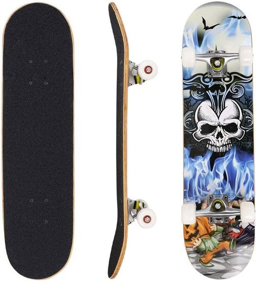 Skateboard Complet Old School Moose - Planche 10x33 Teinté Violet/Blanc, Neuf