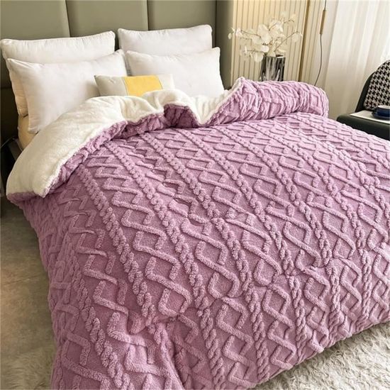 Couette Sherpa Double Face Hiver – Ultra Douce Et Chaude En Microfibre Polaire – Taille 180x220cm, 4kg