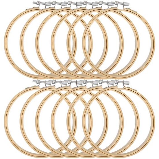 Lot 12 Cerceaux Broderie Bambou 13cm - Cadres à Broder Avec Pinces Pour Loisirs Créatifs