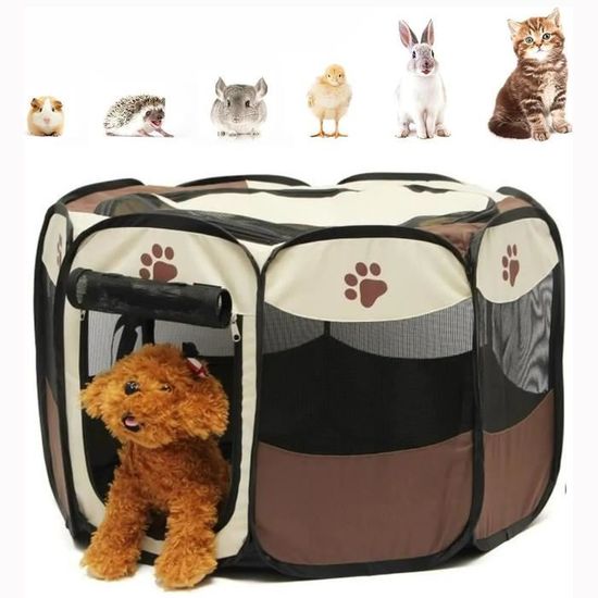 Parc Pour Chien En Métal Pliable Avec Porte, Enclos Pour Petit Animal - Neuf
