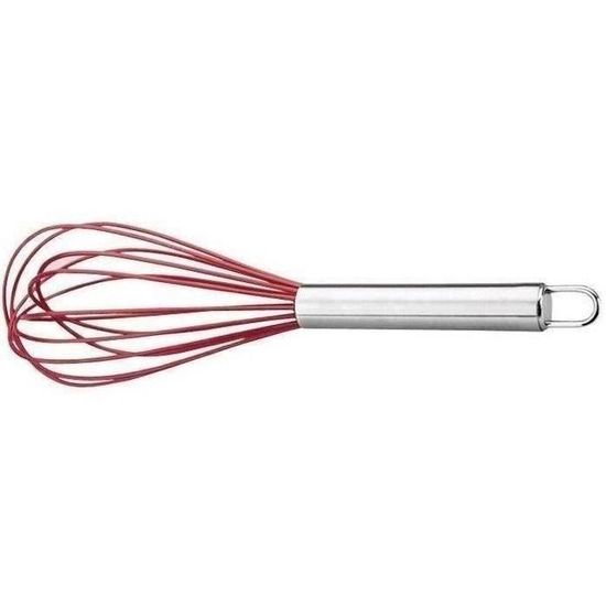 Fouet En Silicone Lacor 20cm - Rouge Et Argent, Pour Cuisine Et Pâtisserie - Lave-Vaisselle Safe
