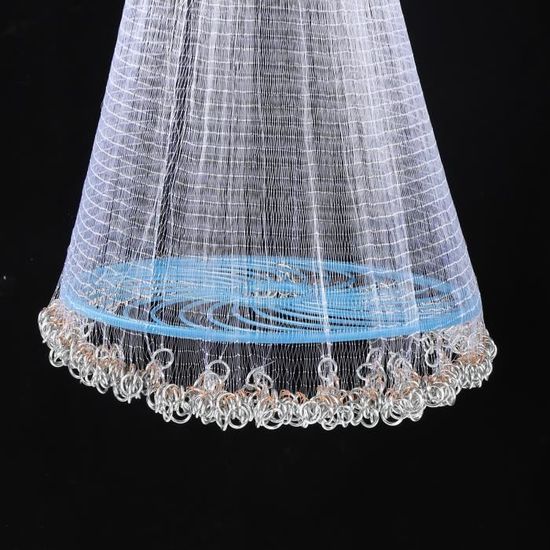 Filet De Pêche à La Main Nylon 2.4m - Filet Appât Avec Fond Plomb Et Corde 8m