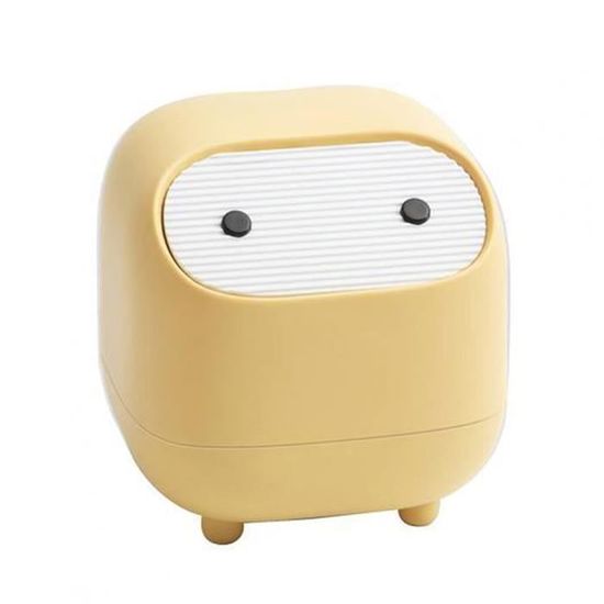 Poubelle De Bureau Mignonne Avec Couvercle, Mini Poubelle Blanche Kawaii, Boîte De Rangement