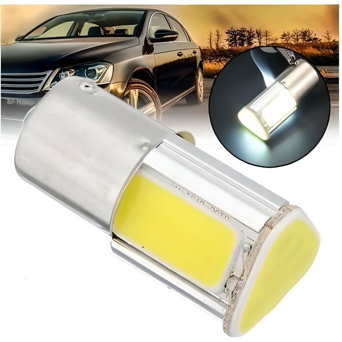 Ampoule LED BA15S P21W COB 1156 BLANC Feux de Jour Recul Veilleuses Voiture Moto