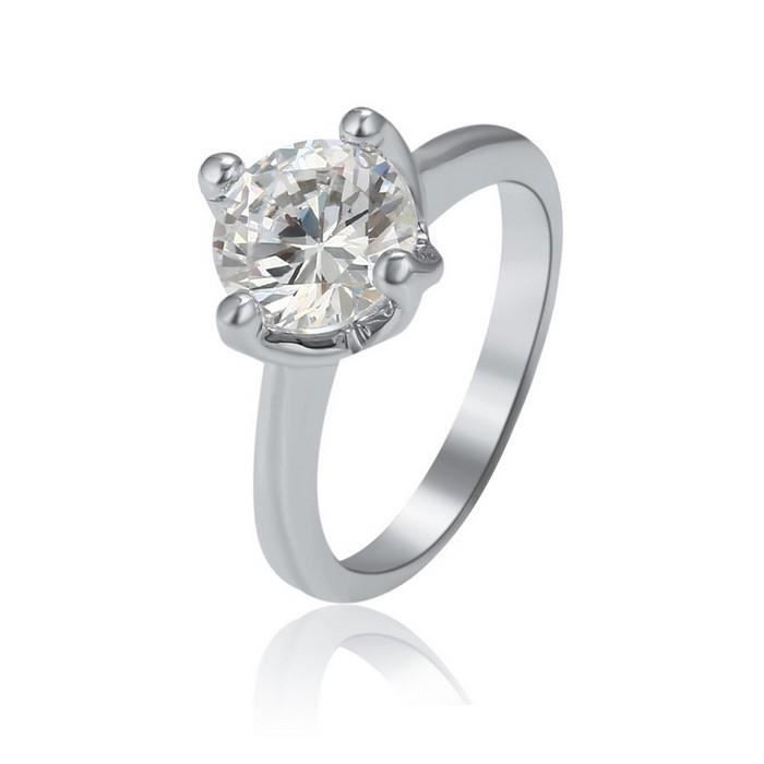 Taille 40 Bague Solitaire Cristal Blanc Enfant Argent Fin 925 Rhodié