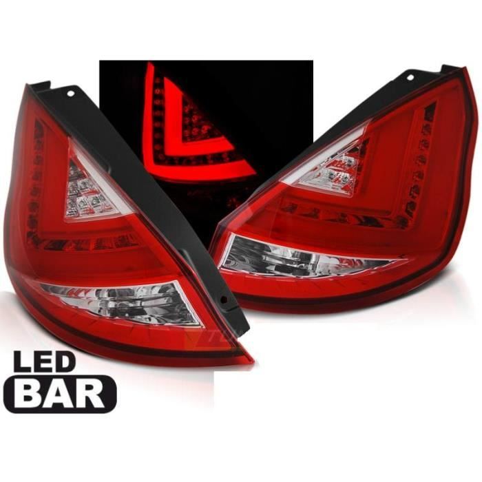 Paire de feux arriere Ford Fiesta MK7 08-12 LED BAR rouge blanc-27335889