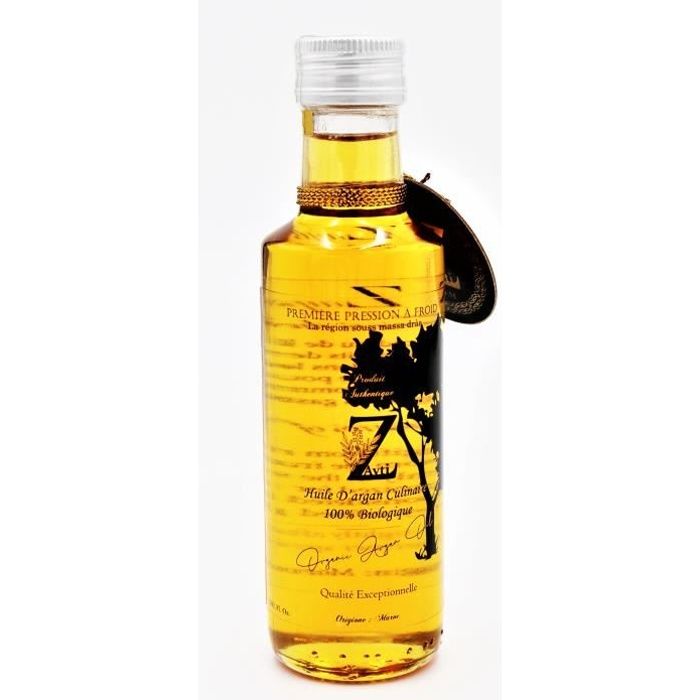 Huile d'Argan torréfier (Bio), Culinaire (alimentaire) du Maroc. 100% pure, Pressée à froid. 100 ML