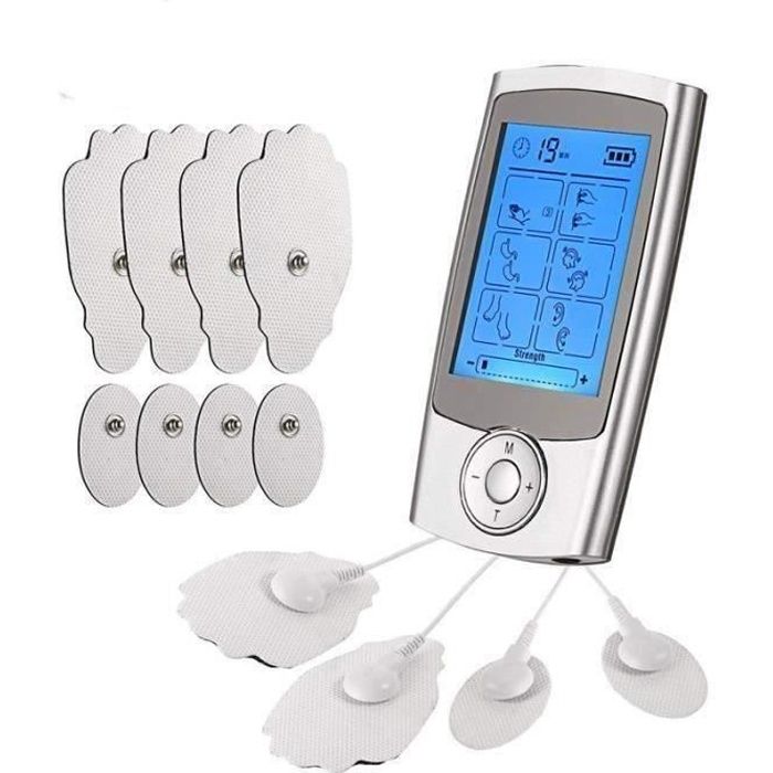 Électrostimulateur Tens Rechargeable Antidouleur Stimulateur Musculaire avec 16 Modes, 4 Électrodes pour Massage Tension Musculaire