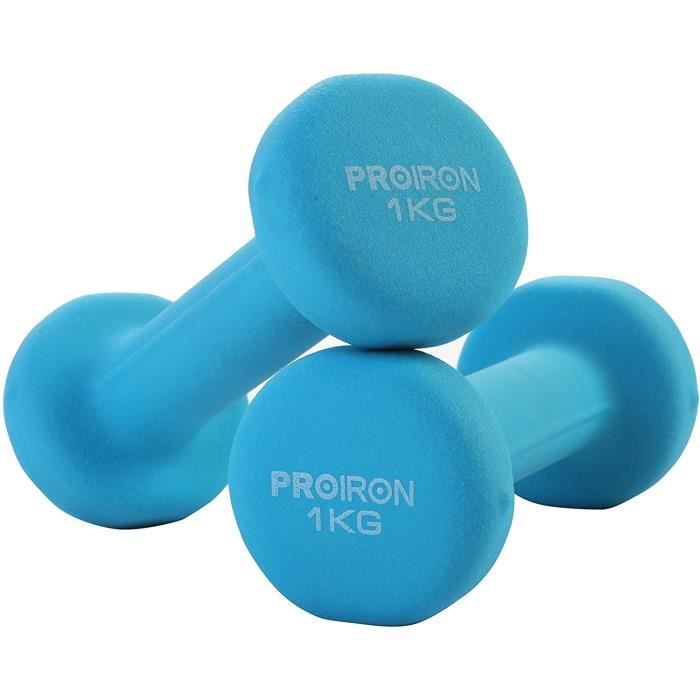 PROIRON Haltères en Néoprène Paire d'haltères de 1kg à 10kg dans Différents Poids (2er-Set)