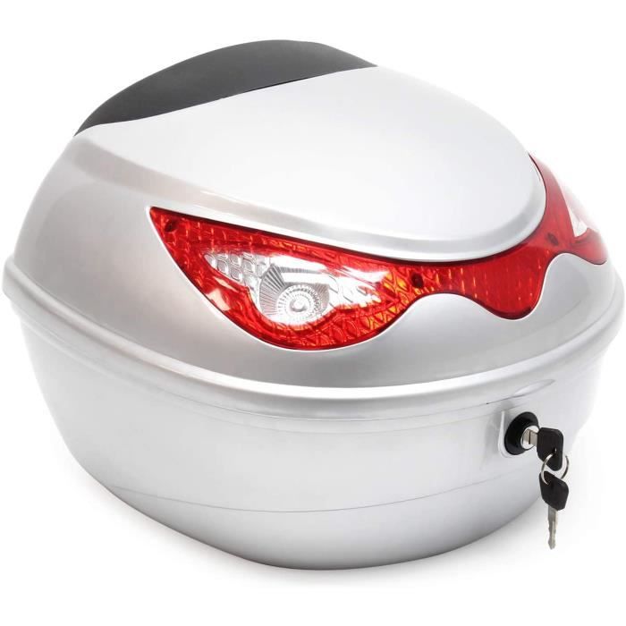 Top Case 22L Couleur Argent Coffre pour Moto Scooter Quad Valise Espace Rangement Moto Porte-Bagage
