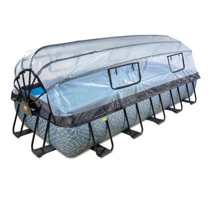 Piscine couverte EXIT Stone 540x250x100cm avec pompe de filtration à sable et à chaleur - grise