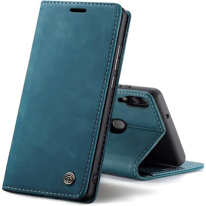 Coque Cuir Samsung Galaxy A20E Protection en Cuir PU Fermeture Magnétique Fentes Cartes Fonction de Support.Ble T