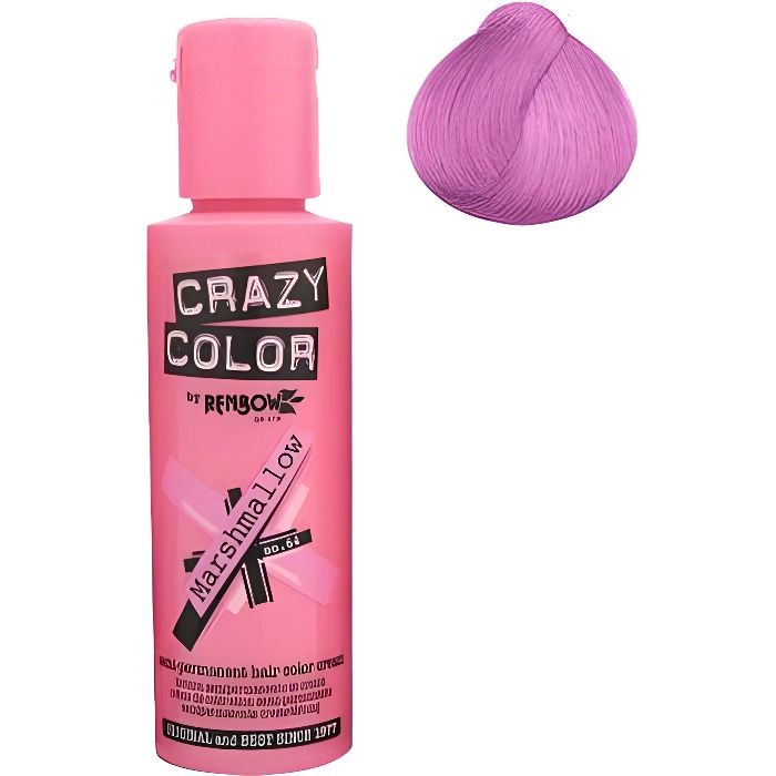 Coloration cheveux semi-permanente CRAZY COLORMARSHAMLLOW PINK = Rose bonbonPour un look FUN et des cheveux aux couleurs vives