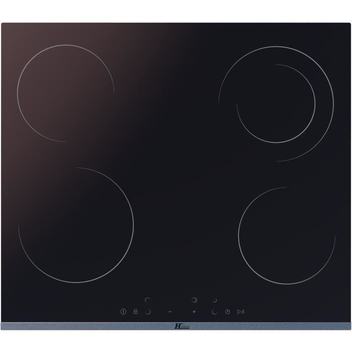 HUDSON TCVF5N Table de cuisson vitrocéramique - 5 zones - 5900W - large 60cm - Revêtement verre - Noir
