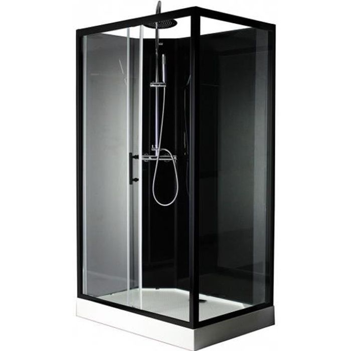 KRONE - Cabine de douche 110*80 cm - Noir- Rectangle - BLOSSOM
