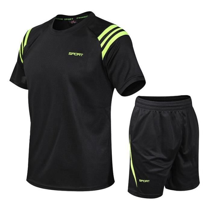 Ensemble de Vetements de Sports Homme Grand Taille T-Shirt Manches Courte+Shorts Sports de balle-Jogging