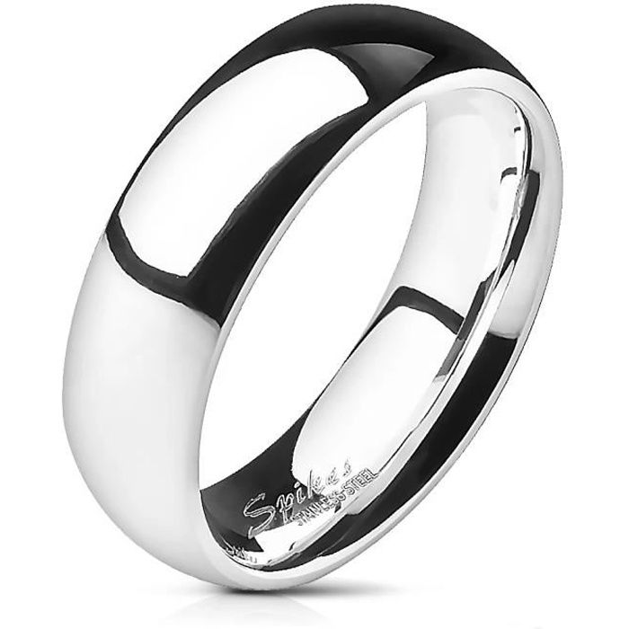 Bague anneau classique de mariage couple homme femme acier 6mm (55)