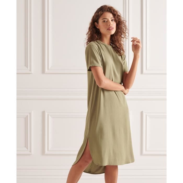 Robe droite à ourlet arrondi femme Superdry - kaki mousse