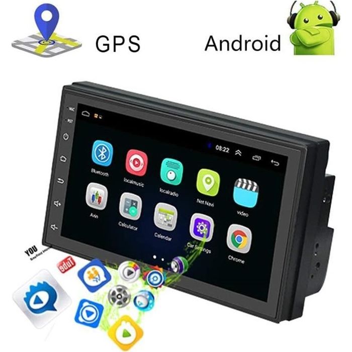 Android 9.1 Autoradio 2 Din Bluetooth GPS, 7 Pouces HD1080P Écran Tactile Capacitif Navigation de MP5 Voiture Supporte BT WiFi Radio
