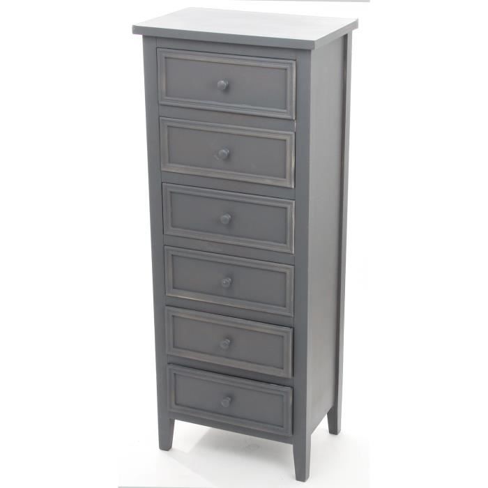 Chiffonnier de 6 tiroirs gris Felix, H128 x P30...
