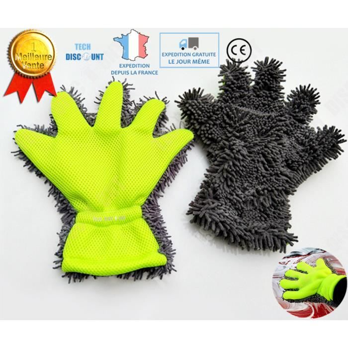 TD® Gant de lavage voiture microfibres auto lavage nettoyage chiffon véhicule nettoyage doux carrosserie moto polissage résistant