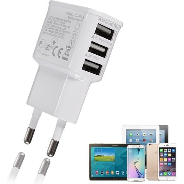 2A 3 Port USB Chargeur Secteur Mural Adaptateur Voyage Pr iPhone 6S Samsung iPsd