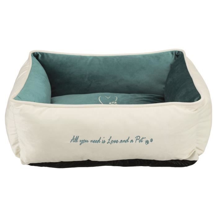 TRIXIE Lit Pet's Home - 60 x 50 cm - Beige crème et bleu pétrole - Pour chien