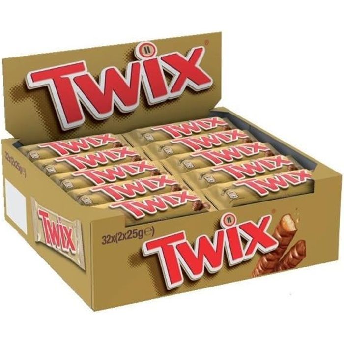 TWIX Pack de 2 barres chocolatées - 32x 50 g