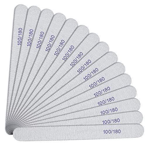 URAQT 15pcs Limes à Ongles Professionnelles, Lime à Ongles Double Face, Grain 100/180 Planche D'émeri Double Face Lavable pour Manuc