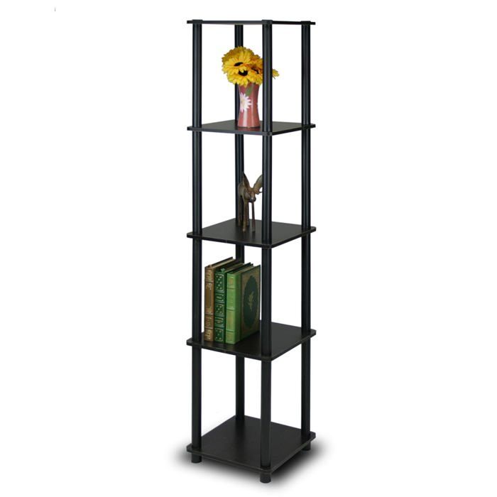Furinno Étagère dangle carrée 5 niveaux Espresso/Noir 29×29×146 cm Furinno Étagère dangle carrée 5 niveaux Espresso/Noir 29×29×146 cm